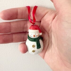 Festive Snowman Ornament with Red and Green Accents ⛄️